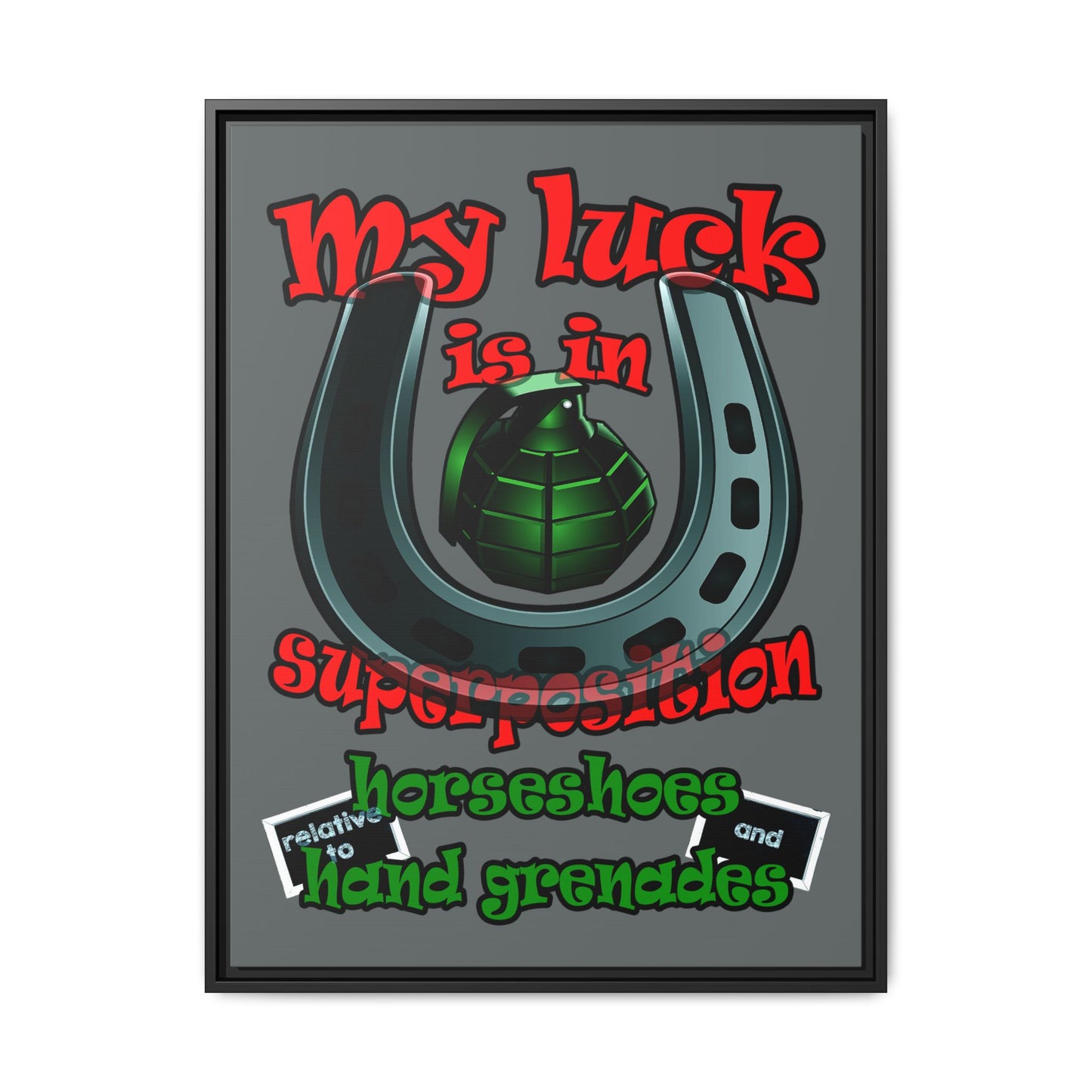 my luck - framed canvas art (dark grey)