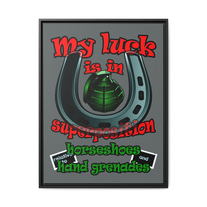 my luck - framed canvas art (dark grey)