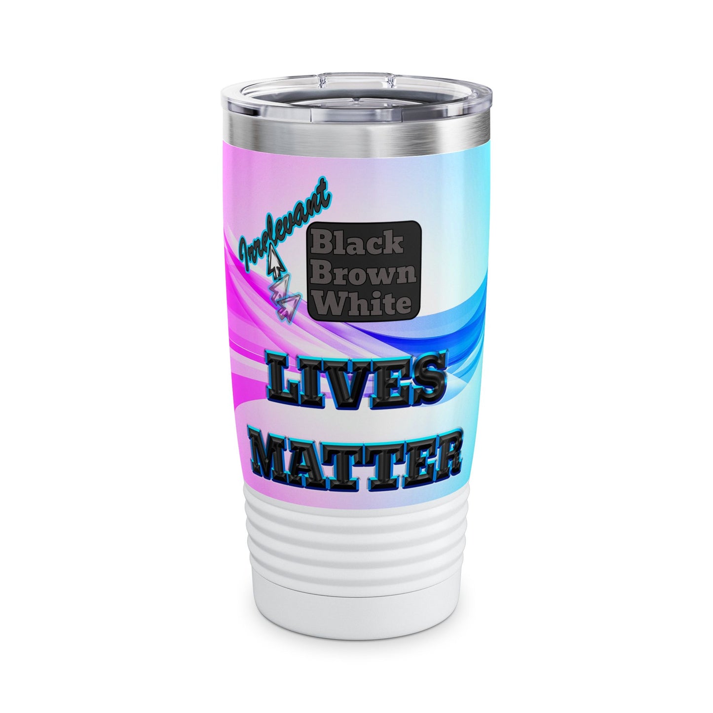 irrelevant - Ringneck Tumbler, 20oz (light blue-pink wave)
