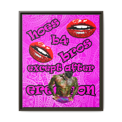 hoes b4 bros - framed canvas art (pink swirl)