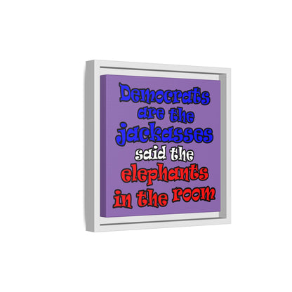 donkeys and elephants - framed canvas art (light purple)