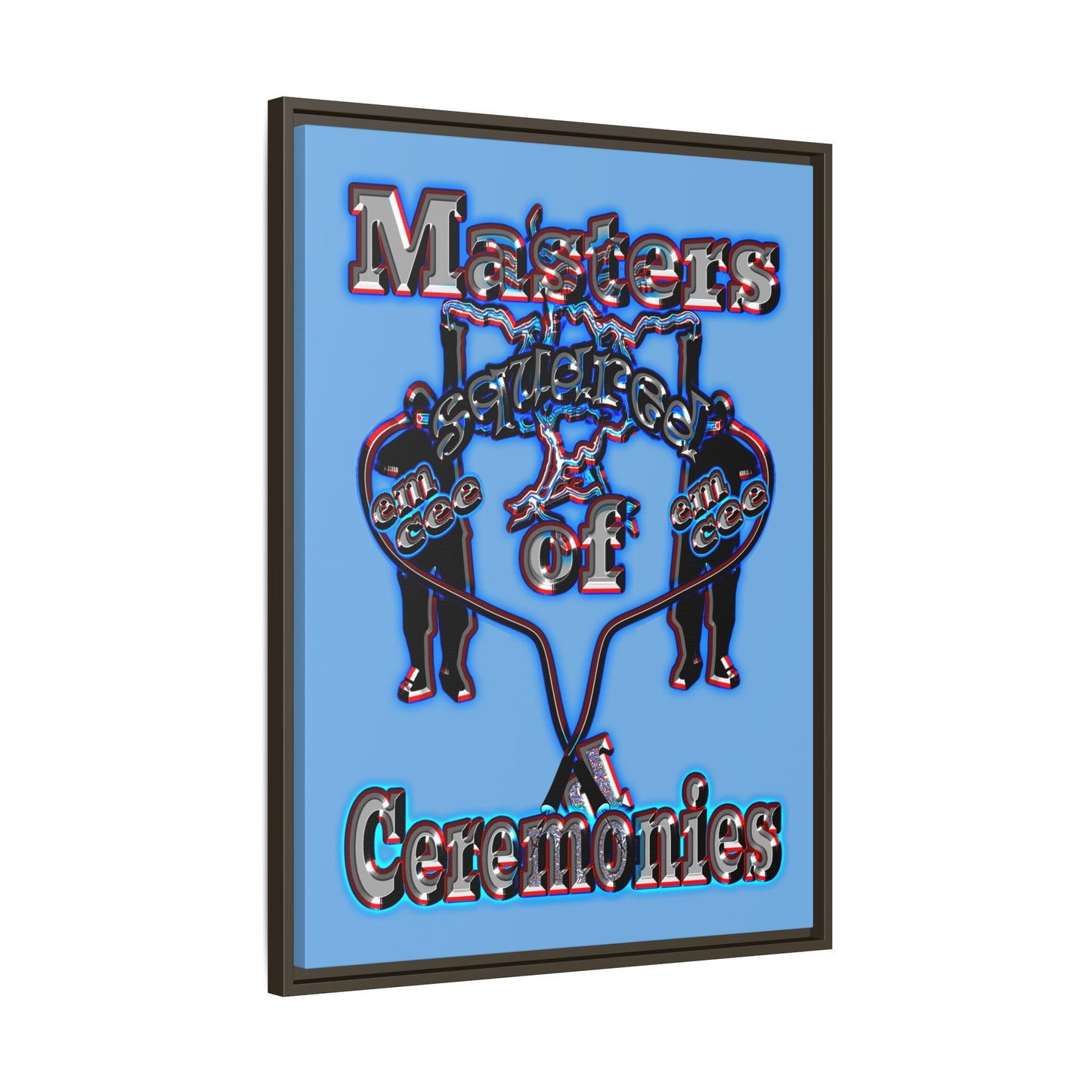 em cee squared - framed canvas art (light blue)