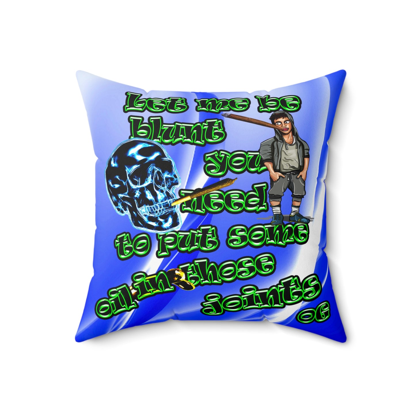 og - Spun Polyester Square Pillow - (blue-white wave)