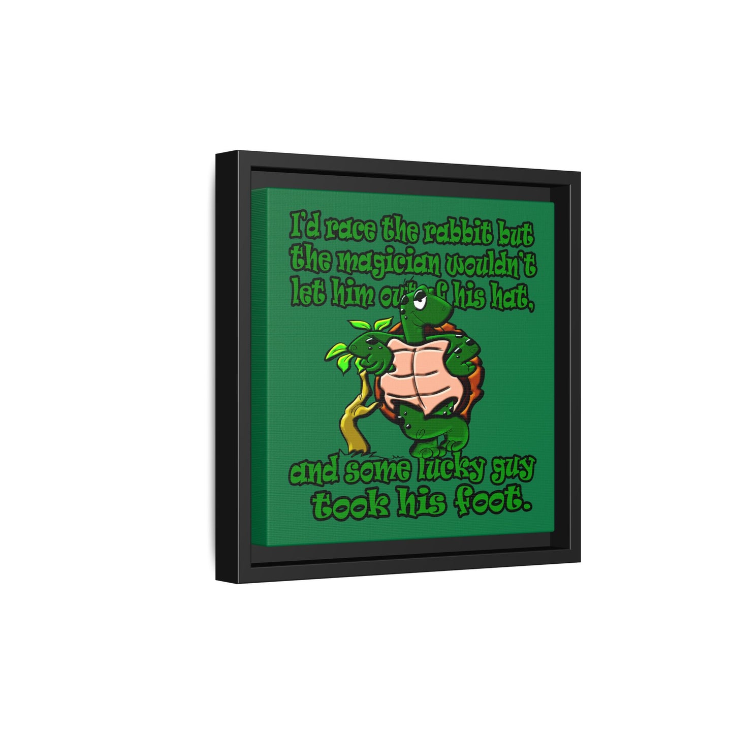 turtle race - framed canvas art (dark green)