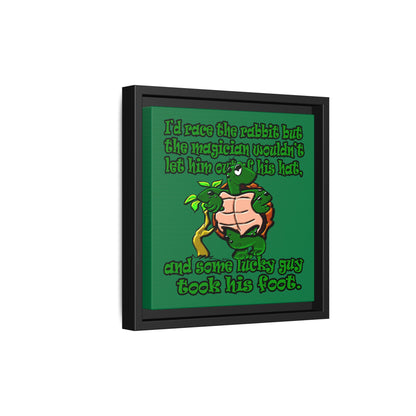 turtle race - framed canvas art (dark green)