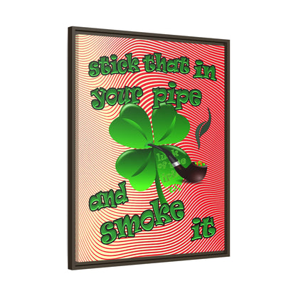 stick that in your pipe and smoke it - framed canvas art (yellow-orange wave)