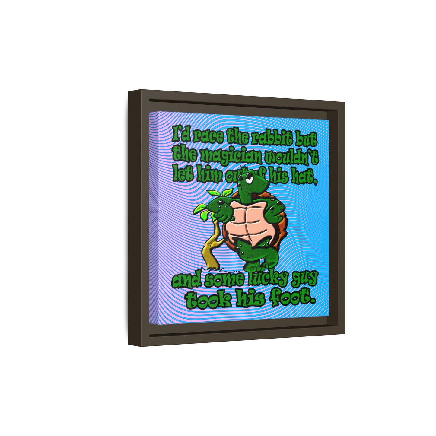 turtle race - framed canvas art (light blue-purple wave)