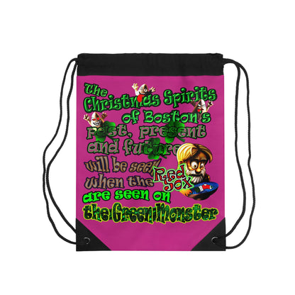 christmas spirits of boston - Drawstring Bag (pink)