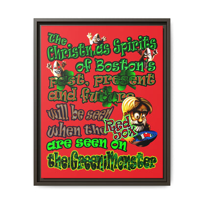 christmas spirits of boston - framed canvas art (red)