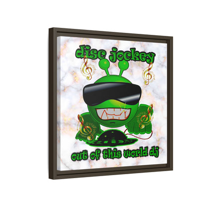 disc jockey - framed canvas art (white marble)
