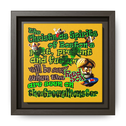 christmas spirits of boston - framed canvas art (yellow)