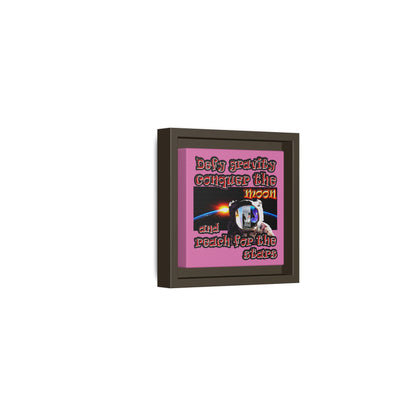 defy conquer reach - framed canvas art (light pink)