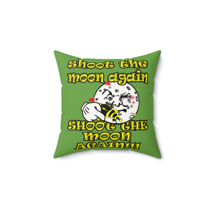 shoot the moon again - Faux Suede Square Pillow - (green)