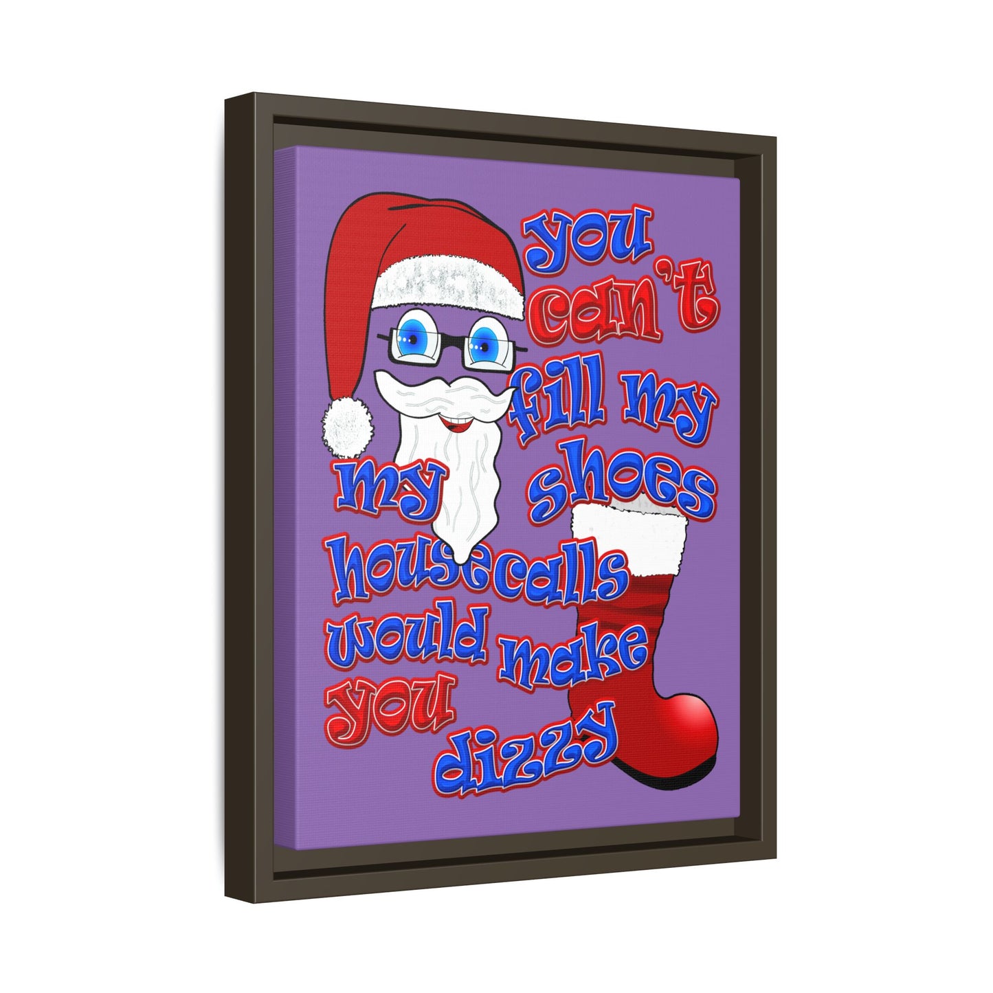 santa's shoes - framed canvas art (light purple)
