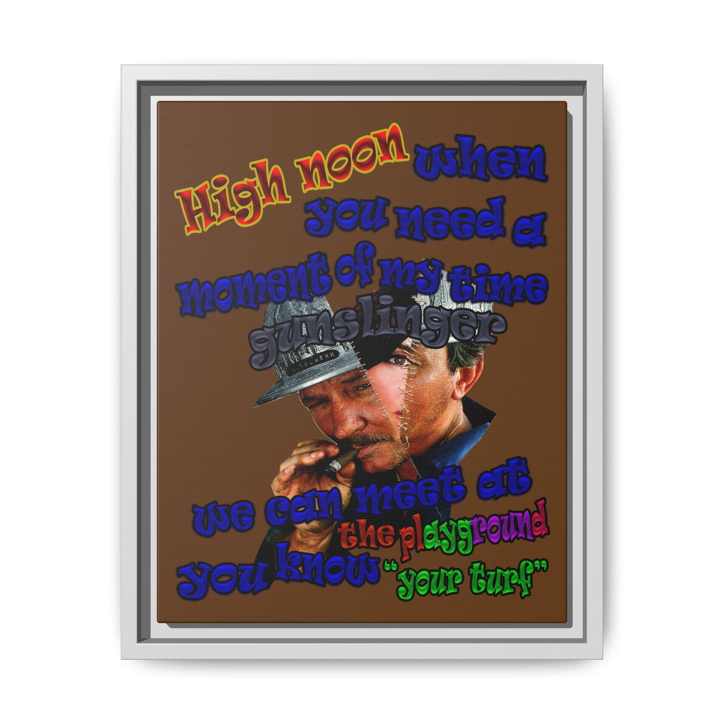 high noon - framed canvas art (brown)