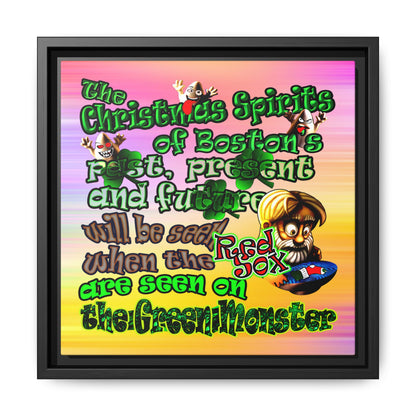 christmas spirits of boston - framed canvas art (color blur)