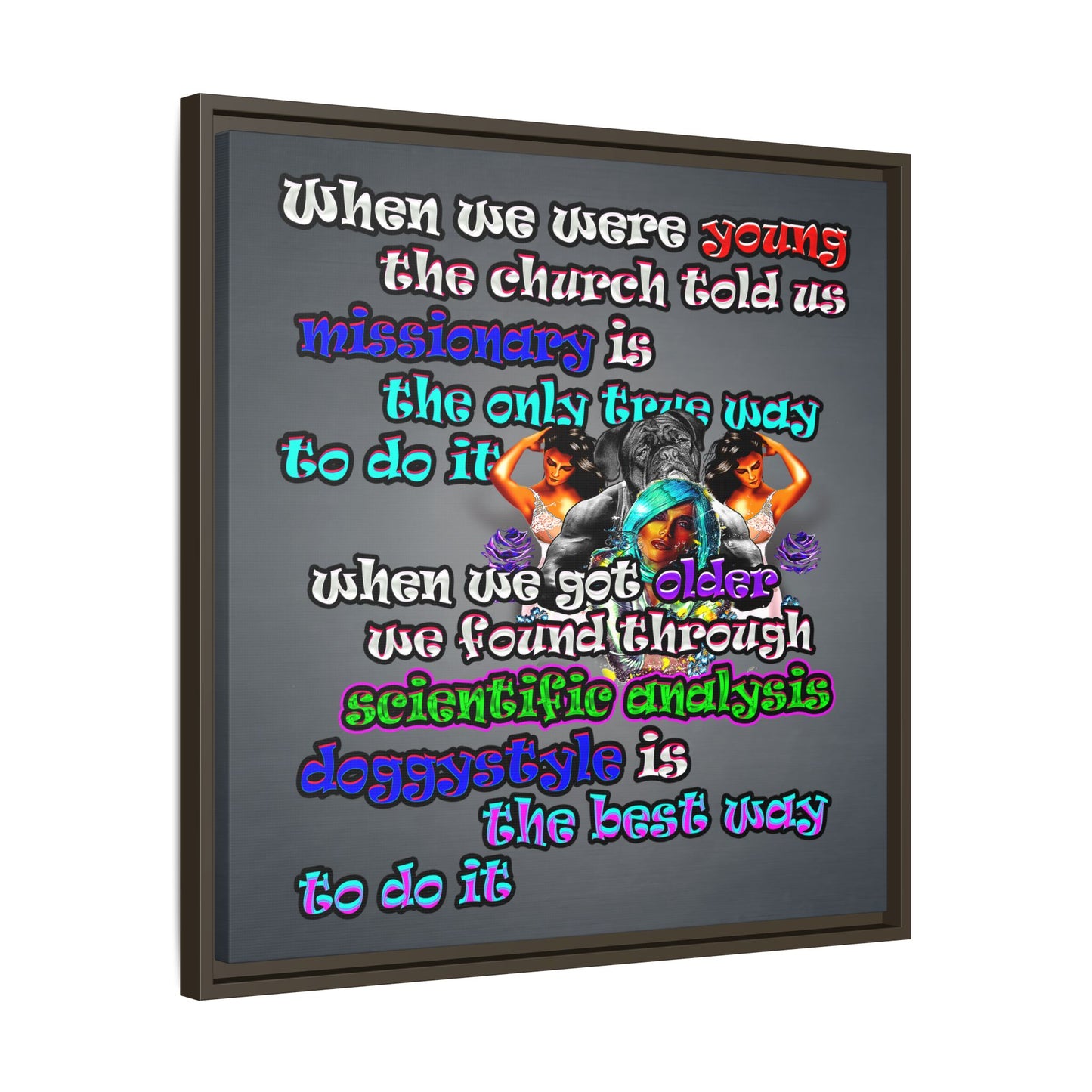 doggystyle - framed canvas art (grey-light grey)
