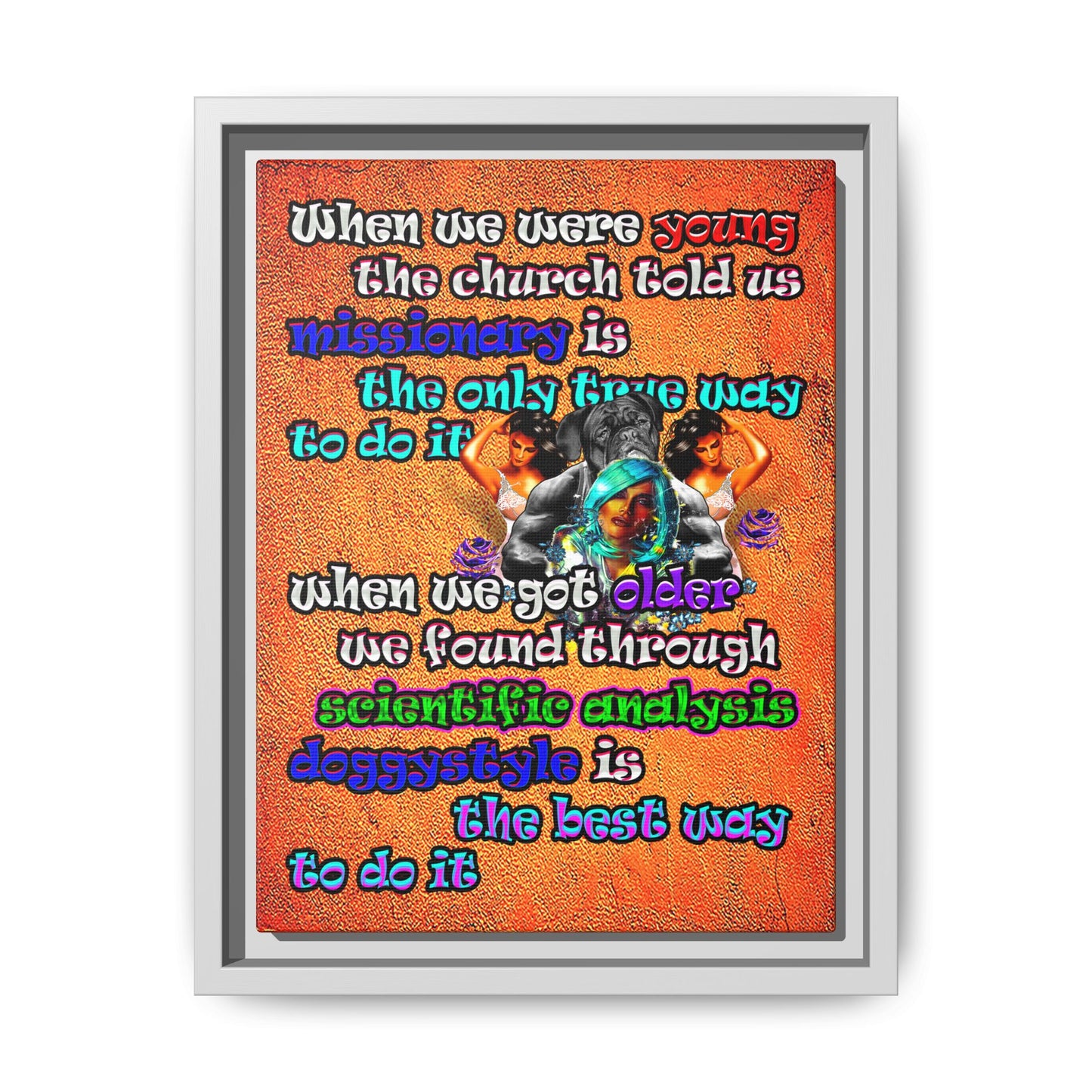 doggystyle - framed canvas art (burnt orange)