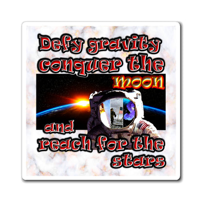 defy conquer reach - Magnets - (white marble)