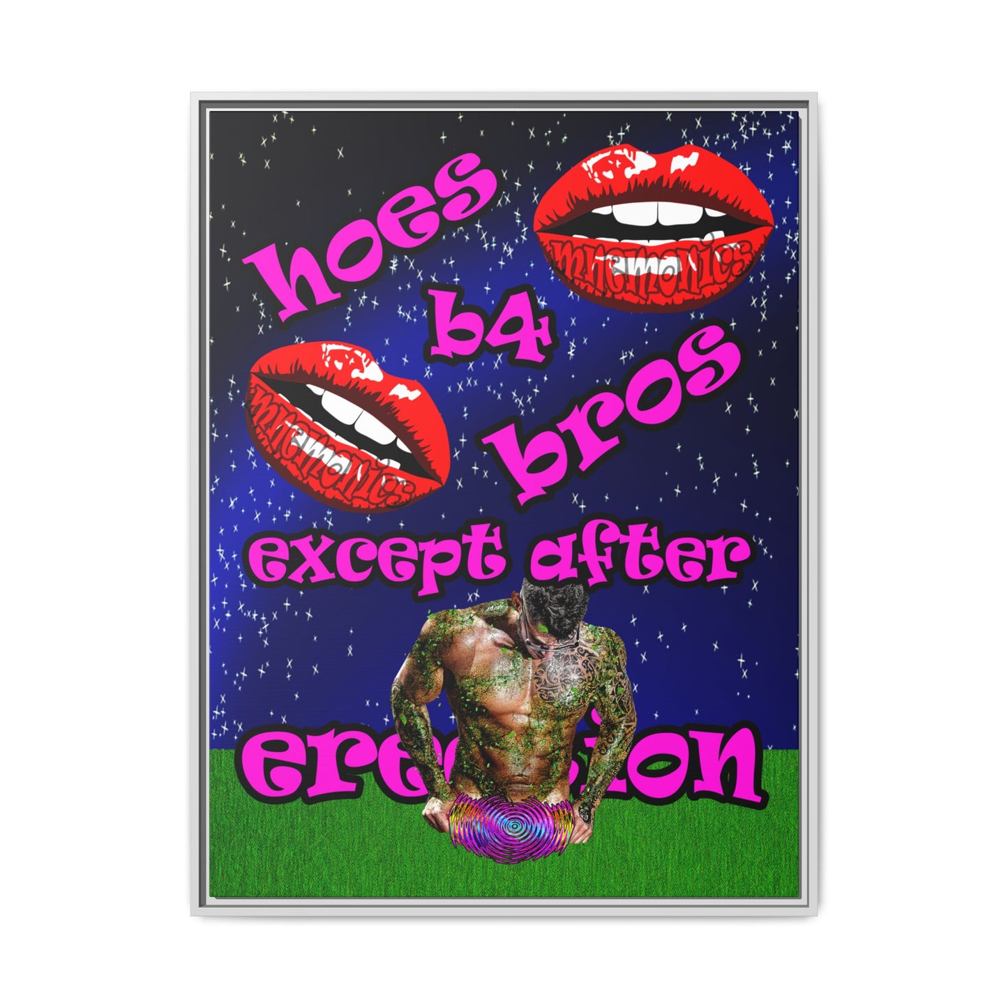 hoes b4 bros - framed canvas art ('snoops' background)