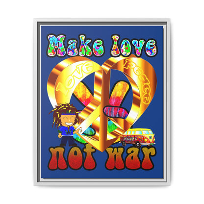 love peace - framed canvas art (dark blue)