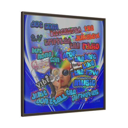 drop the beat - framed canvas art (blue-white wave)