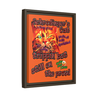 schrodinger's cat - framed canvas art (orange)
