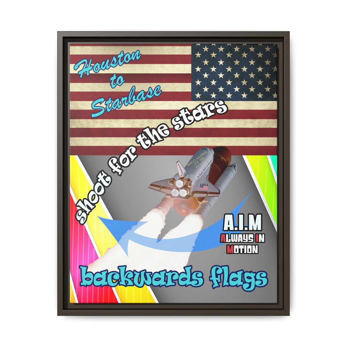 shoot for the stars - framed canvas art (rainbow split)