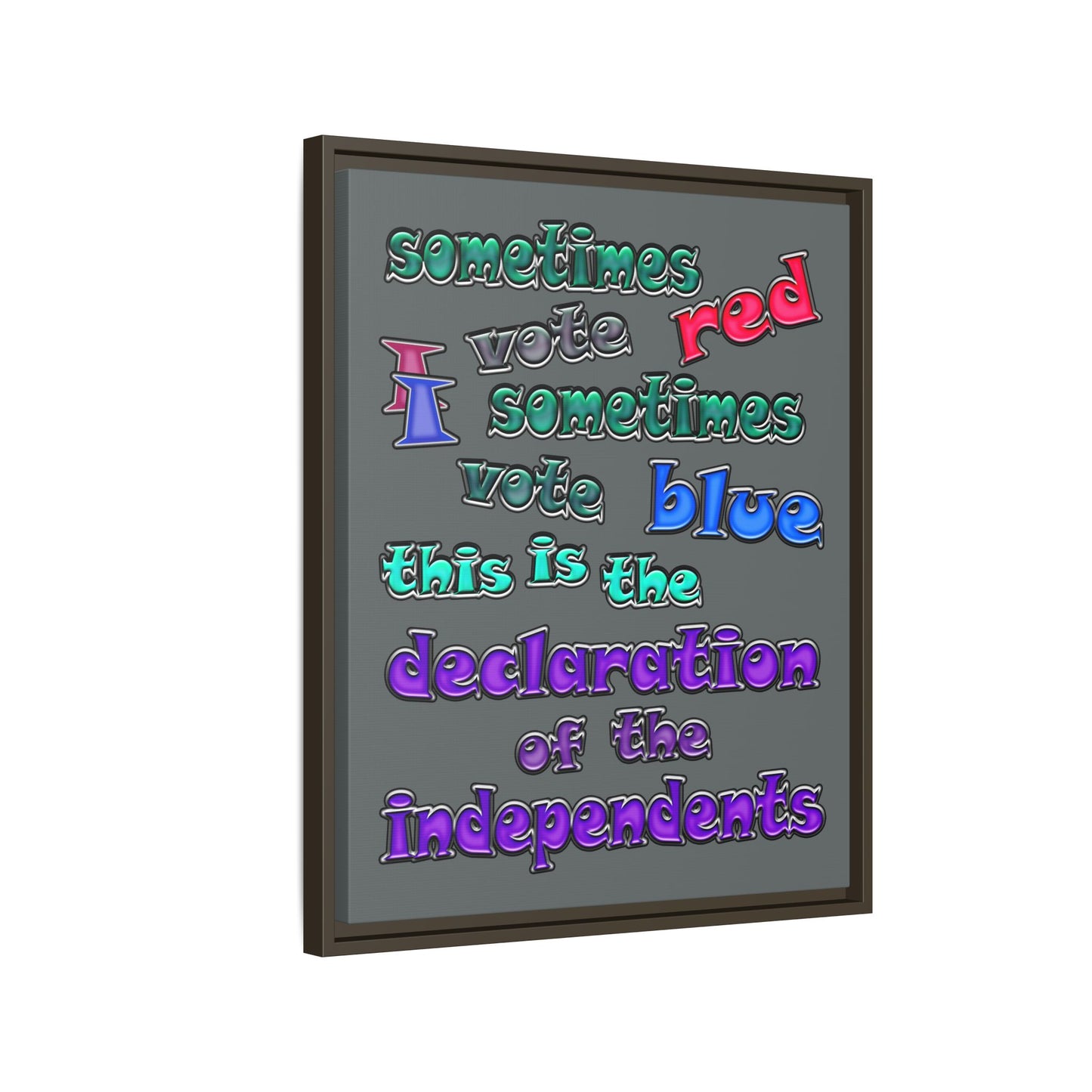 declaration of the independents - framed canvas art (dark grey)