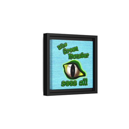green monster - framed canvas art (faded blue)