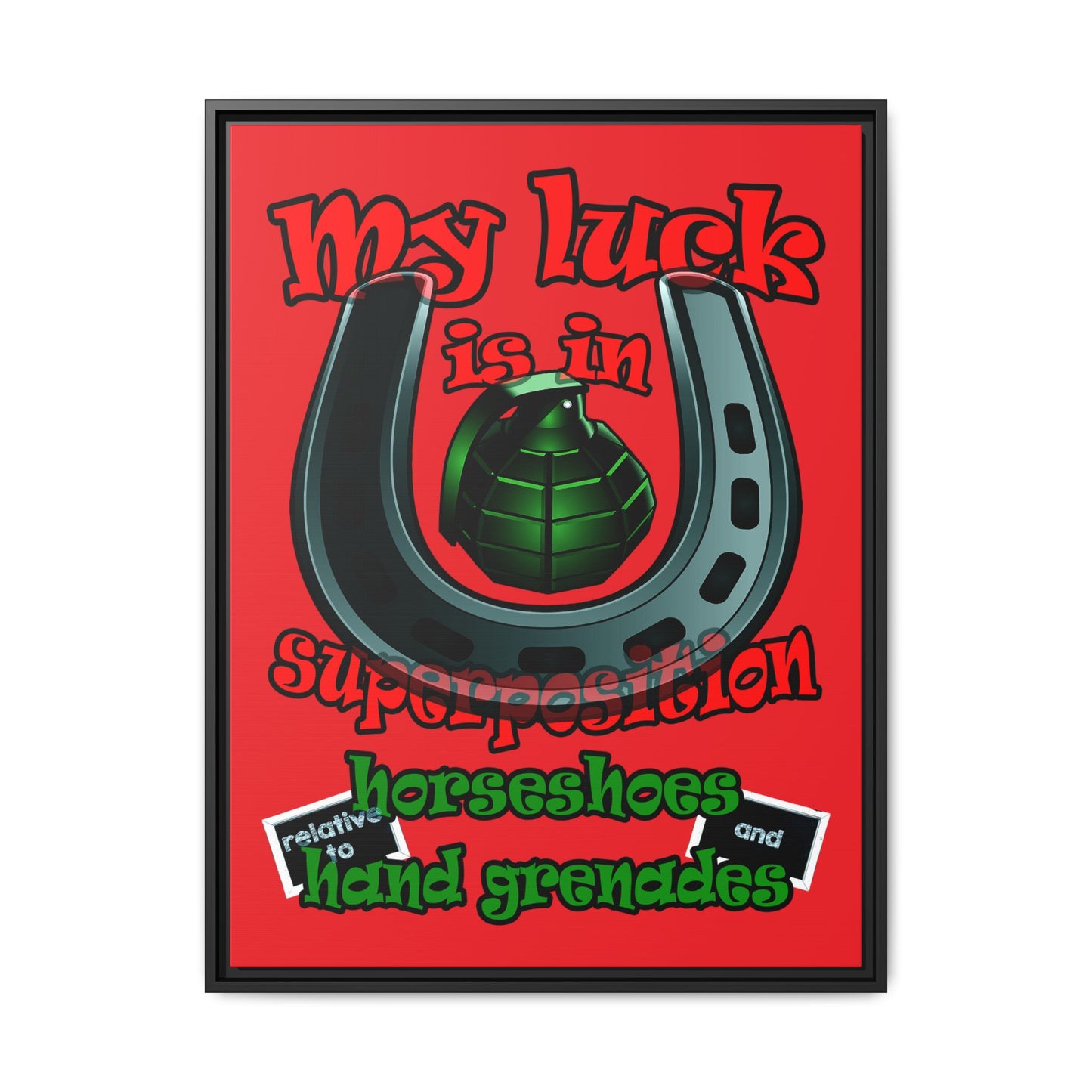 my luck - framed canvas art (red)