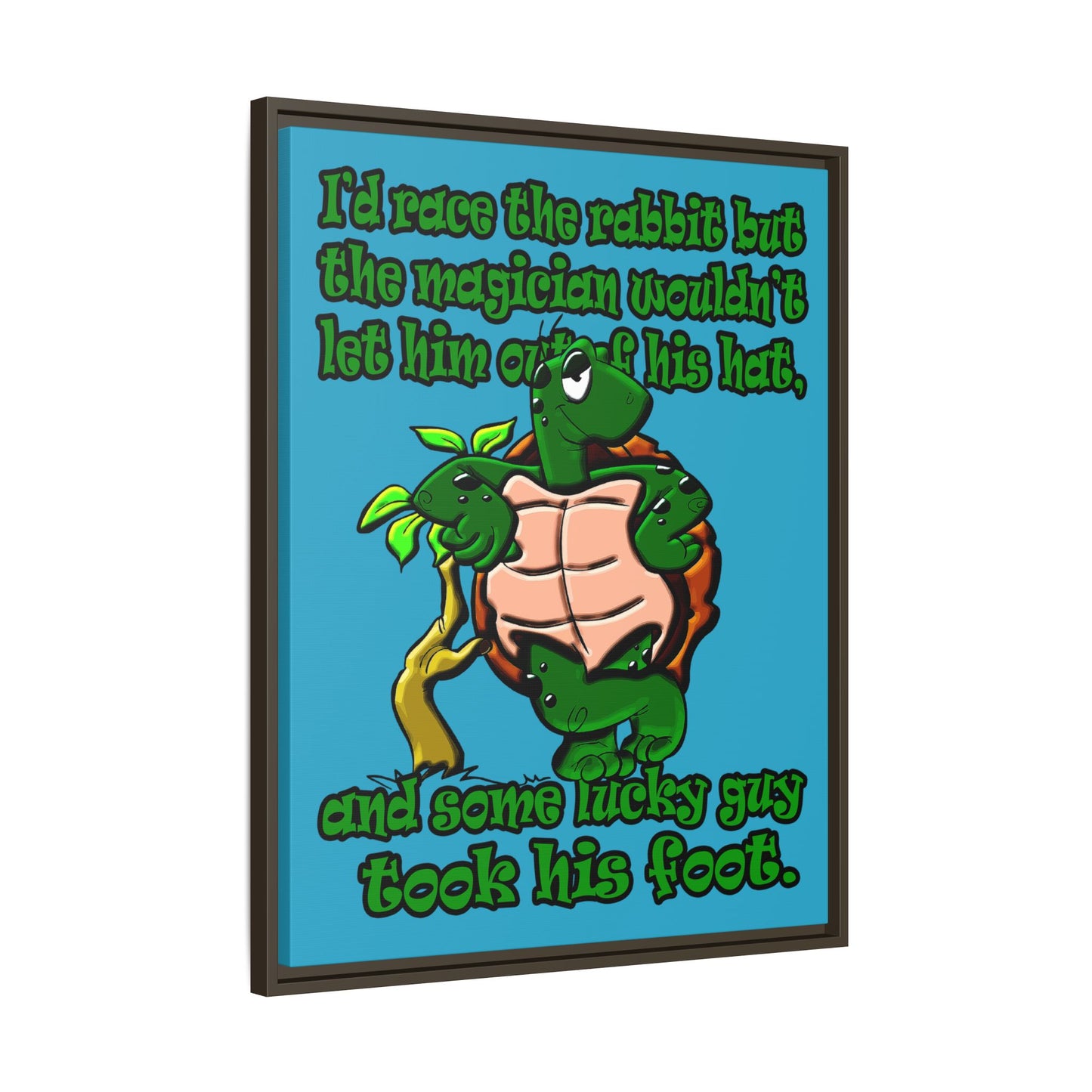 turtle race - framed canvas art (turquoise)