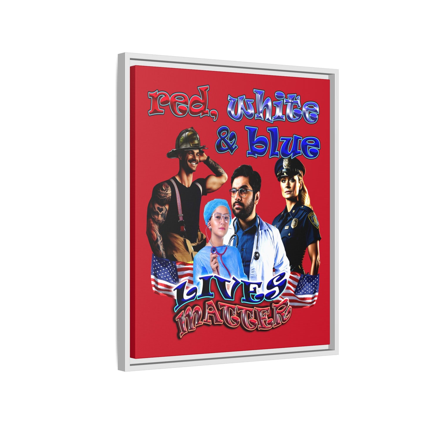 rw&b lives matter - framed canvas art (dark red)