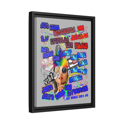 drop the beat - framed canvas art (light grey)
