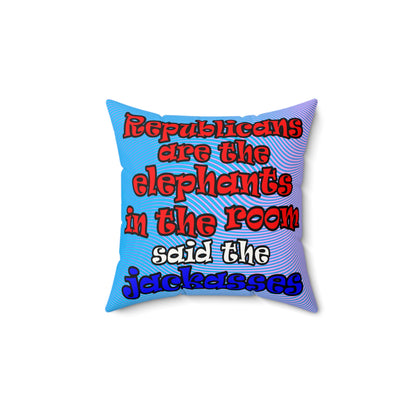 donkeys and elephants - Faux Suede Square Pillow - (light blue-purple wave)