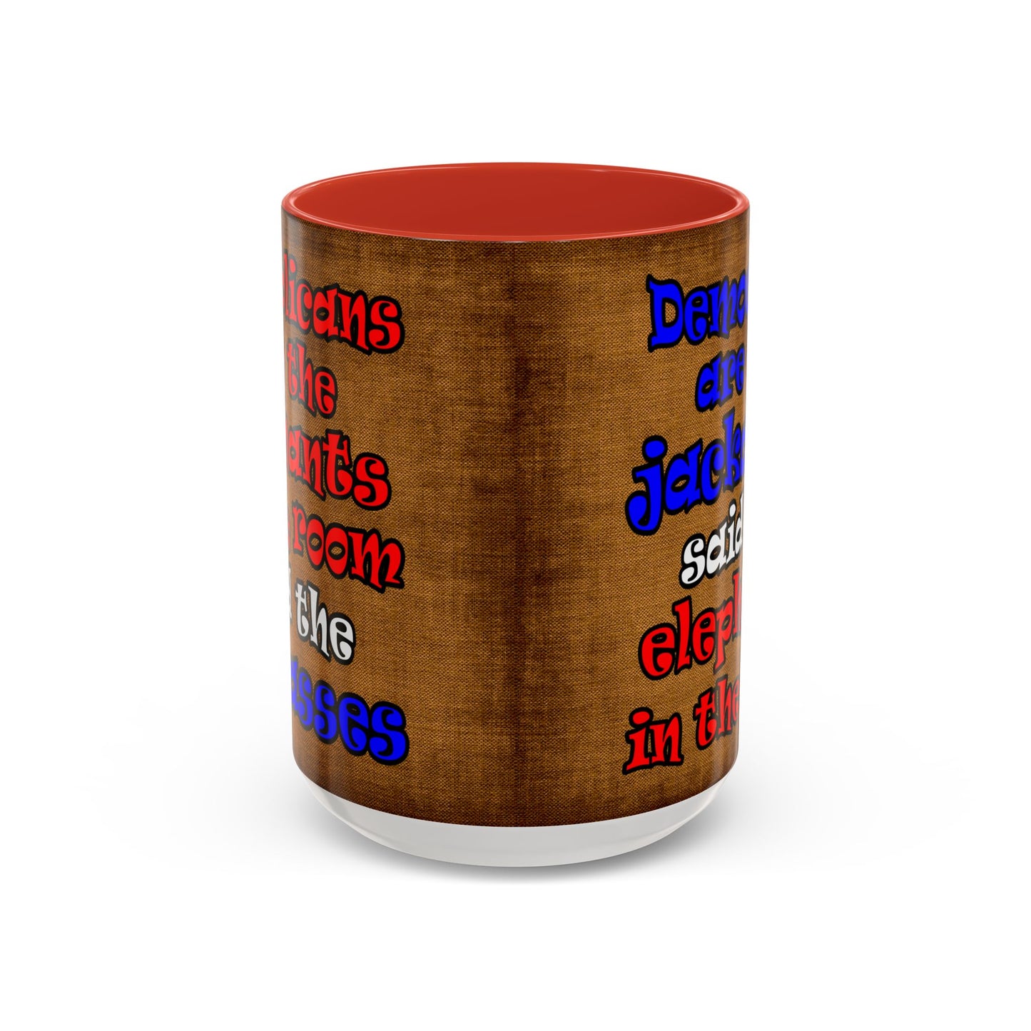 donkeys and elephants - Accent Mug (brown papyrus)