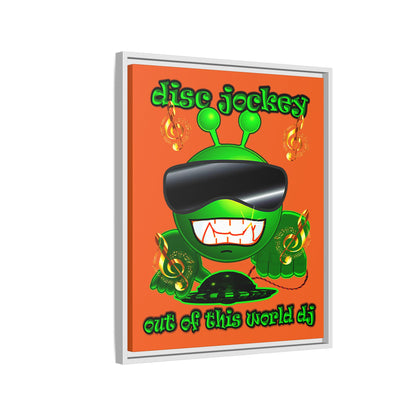 disc jockey - framed canvas art (orange)