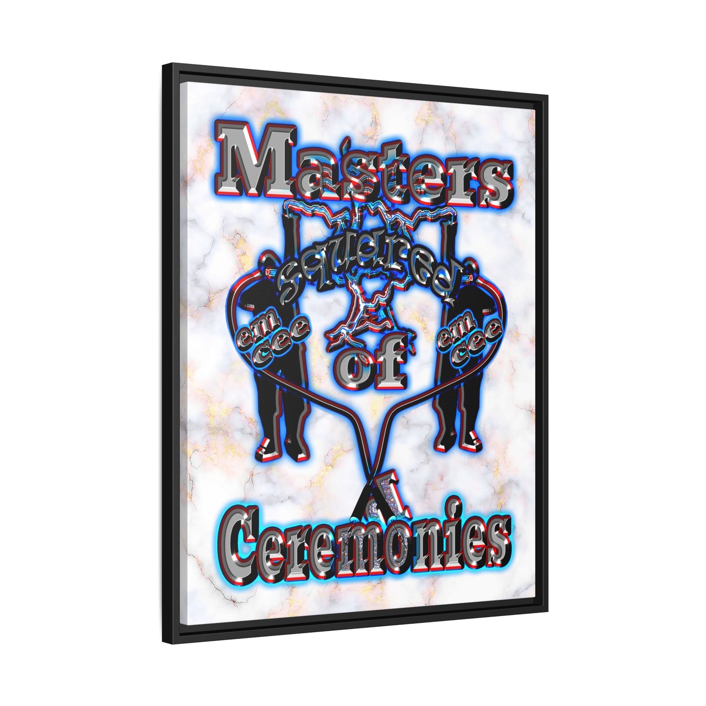 em cee squared - framed canvas art (white marble)
