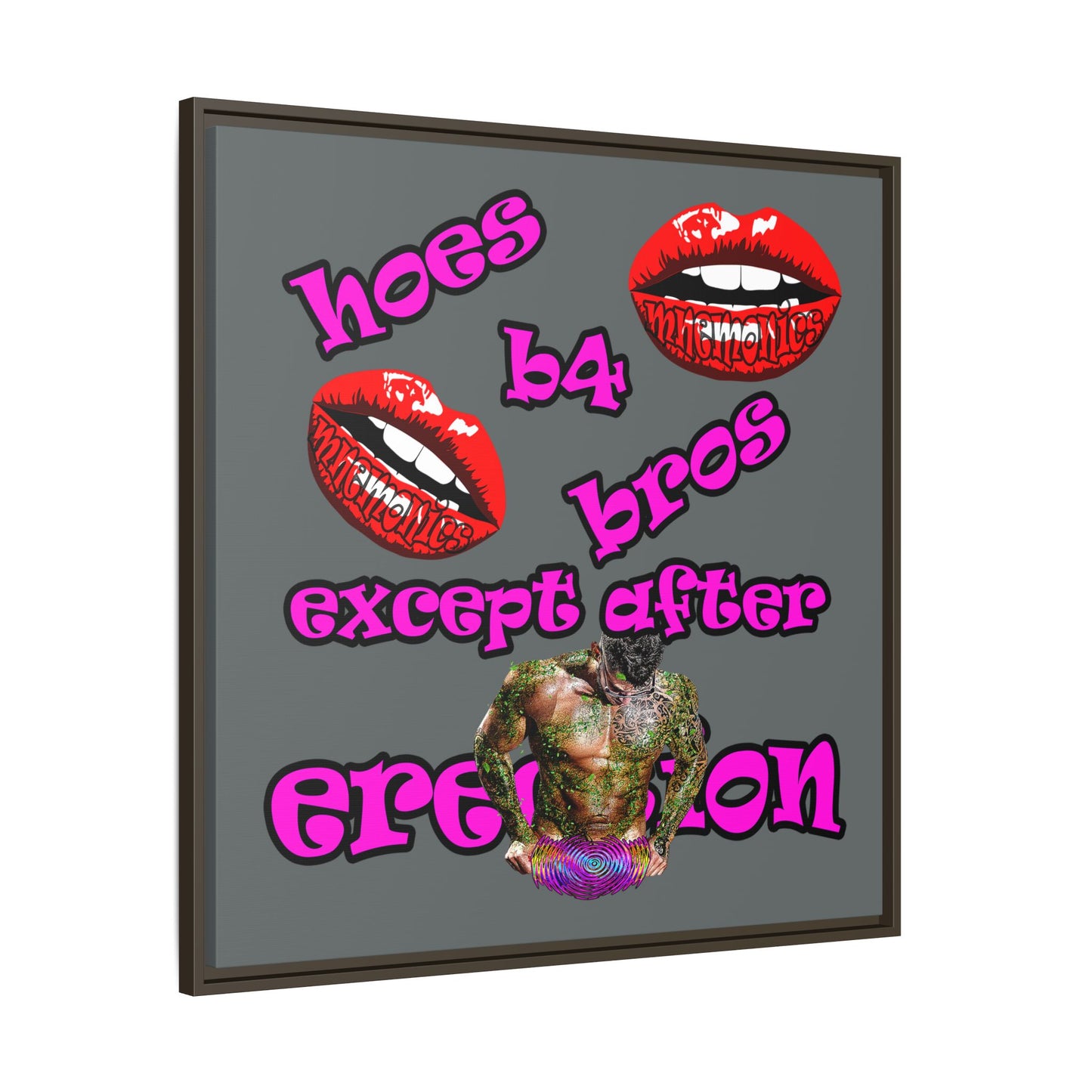 hoes b4 bros - framed canvas art (dark grey)