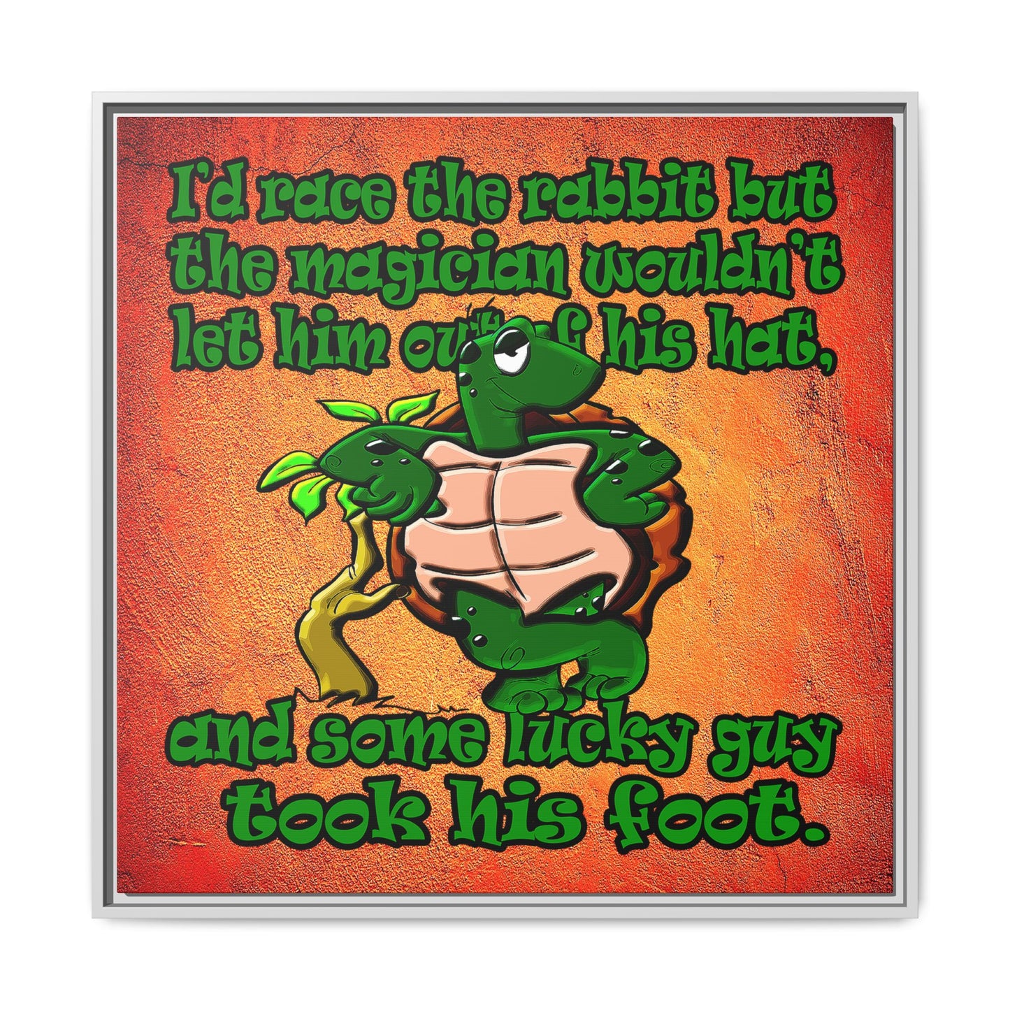 turtle race - framed canvas art (burnt orange)