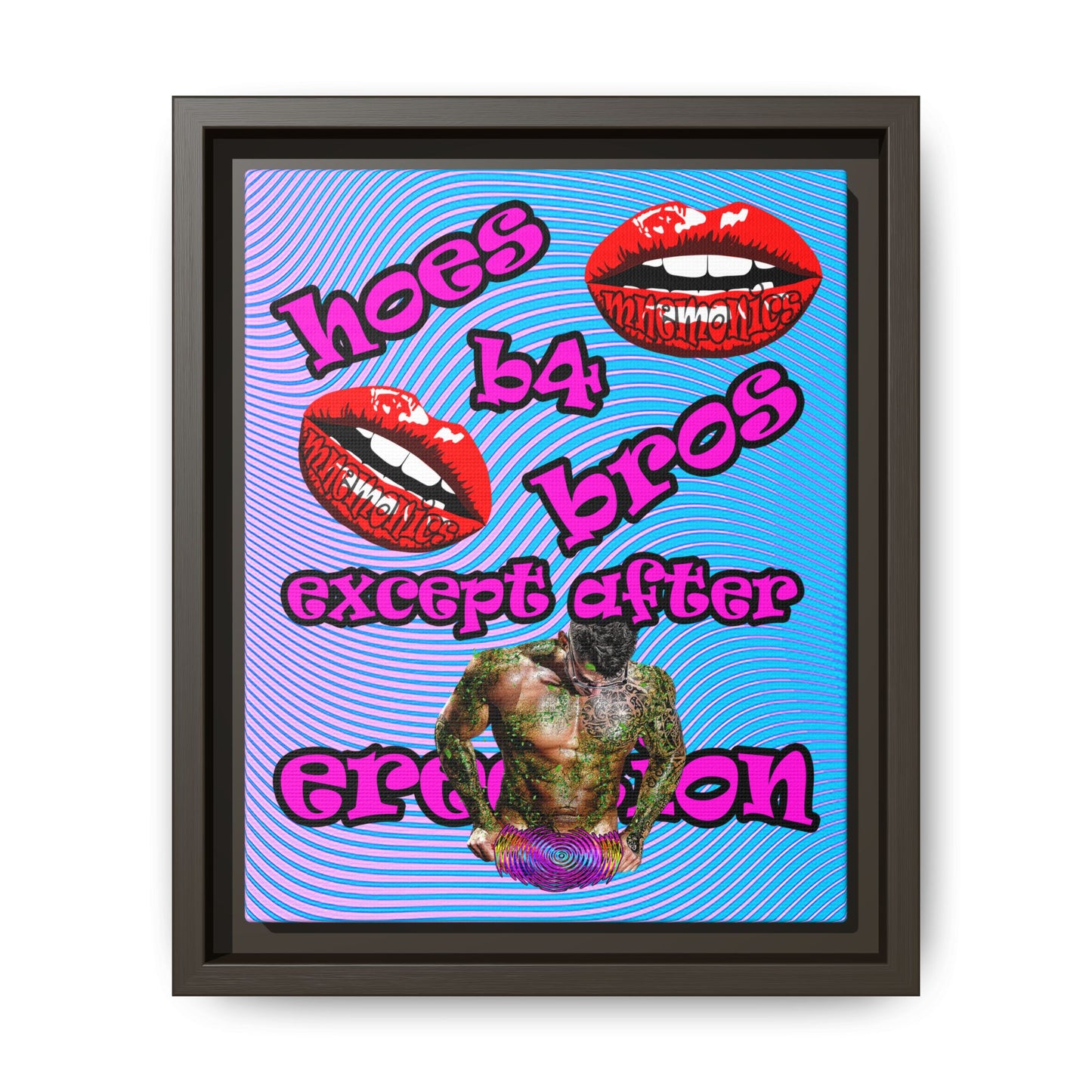 hoes b4 bros - framed canvas art (light blue-purple wave)