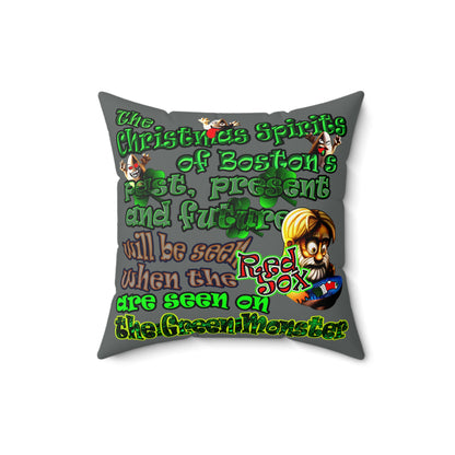 christmas spirits of boston - Faux Suede Square Pillow - (dark grey)