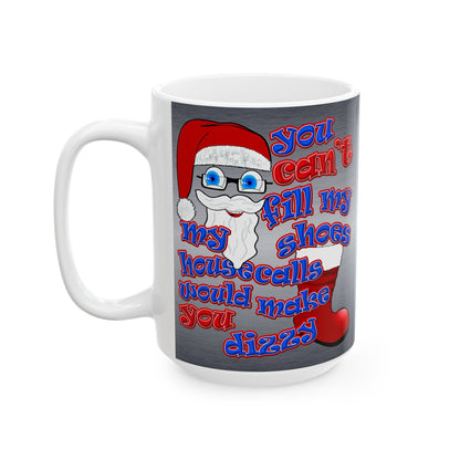 santa's shoes - White Mug (brushed nickel)