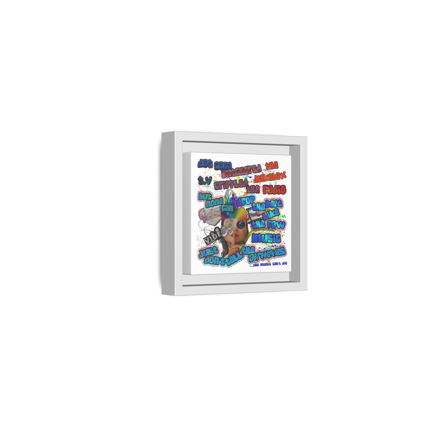 drop the beat - framed canvas art (white)