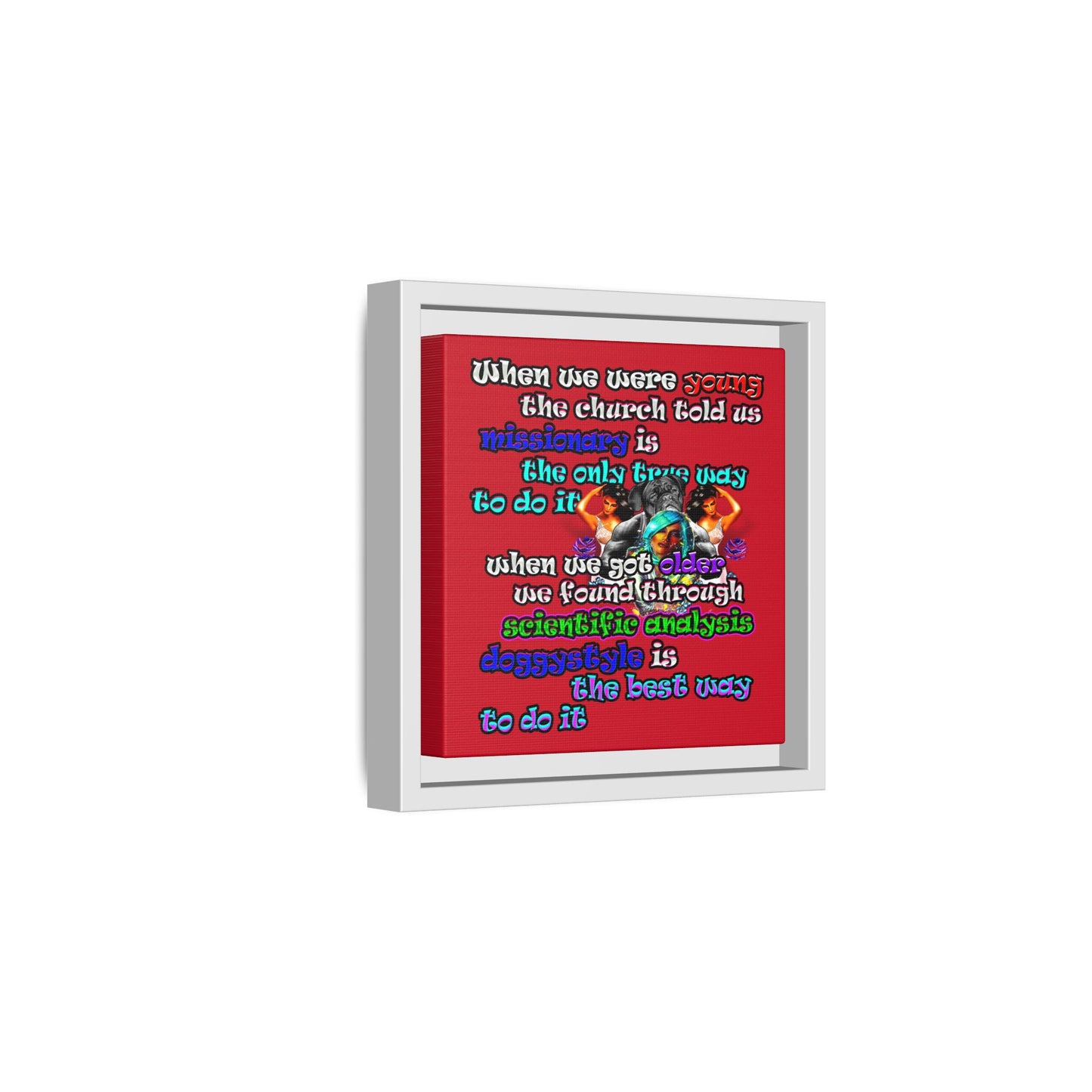doggystyle - framed canvas art (dark red)