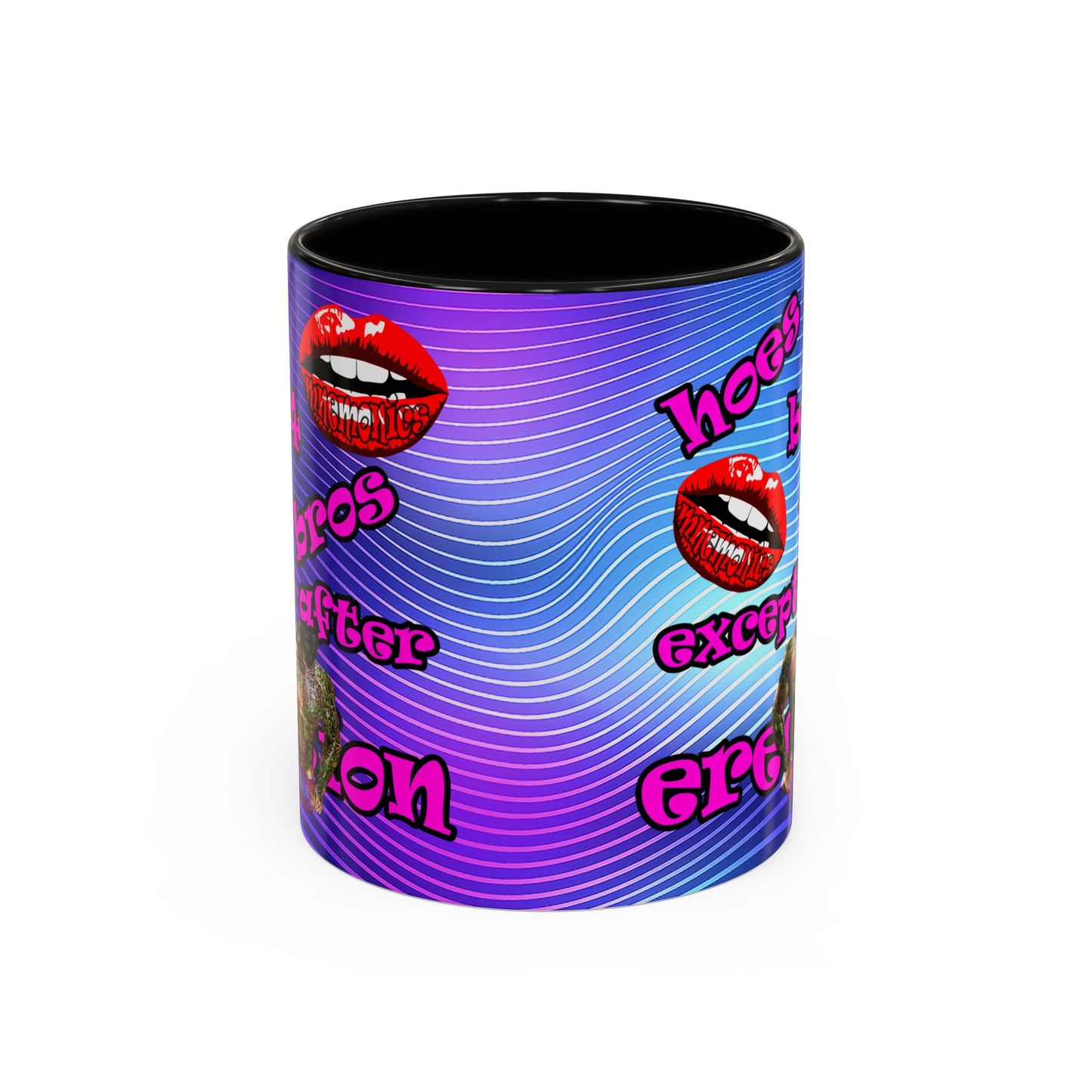 hoes b4 bros - Accent Mug (purple wave)