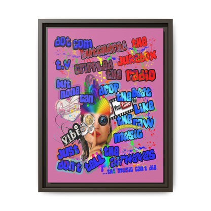 drop the beat - framed canvas art (light pink)