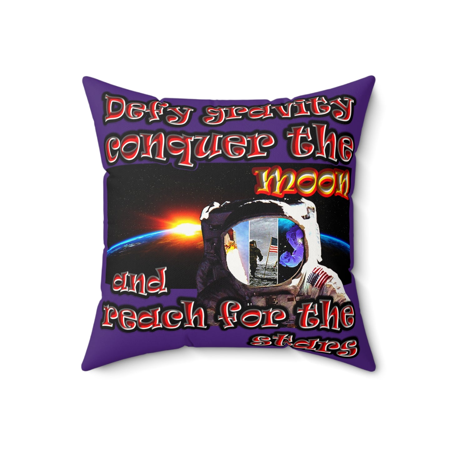 defy conquer reach - Faux Suede Square Pillow - (purple)