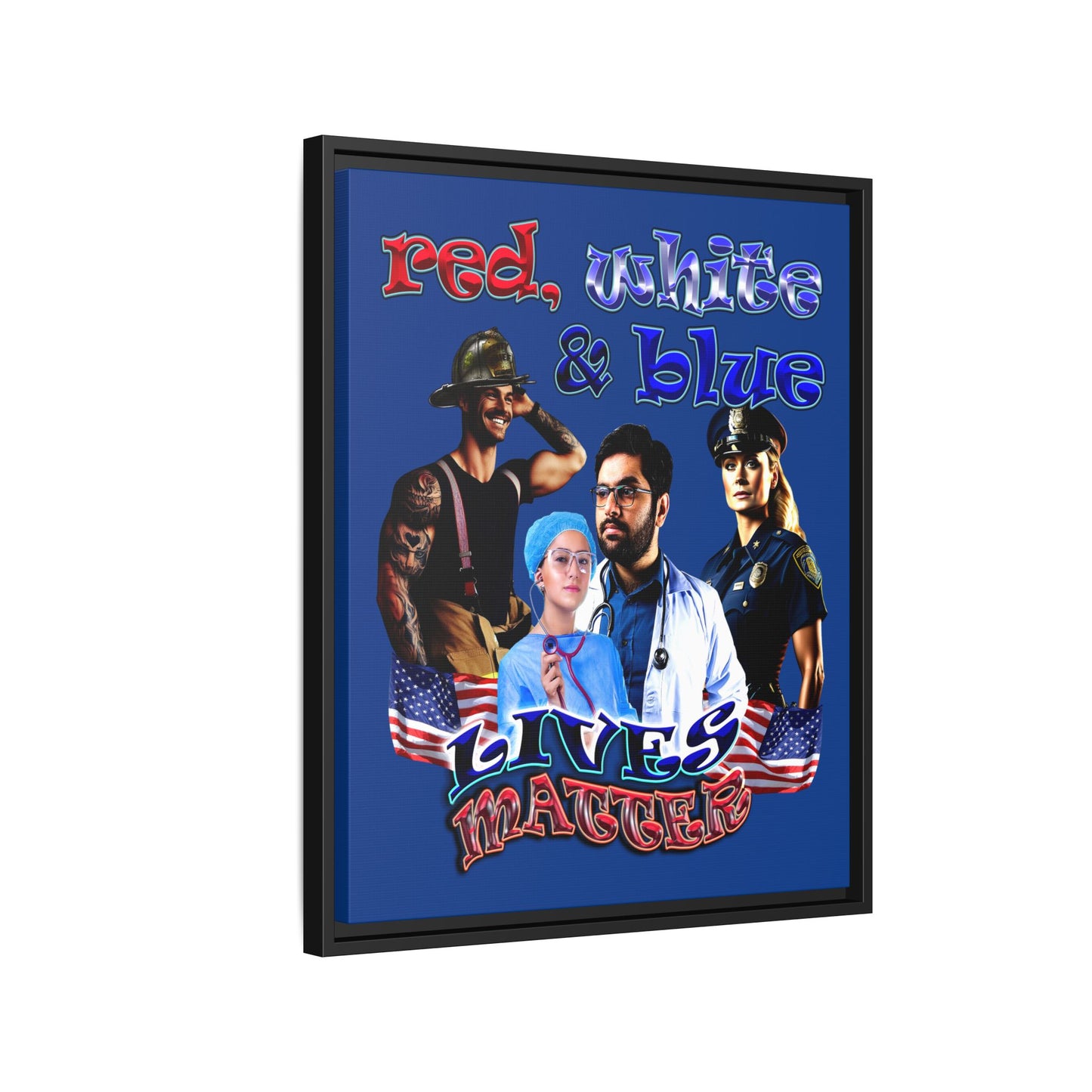 rw&b lives matter - framed canvas art (dark blue)