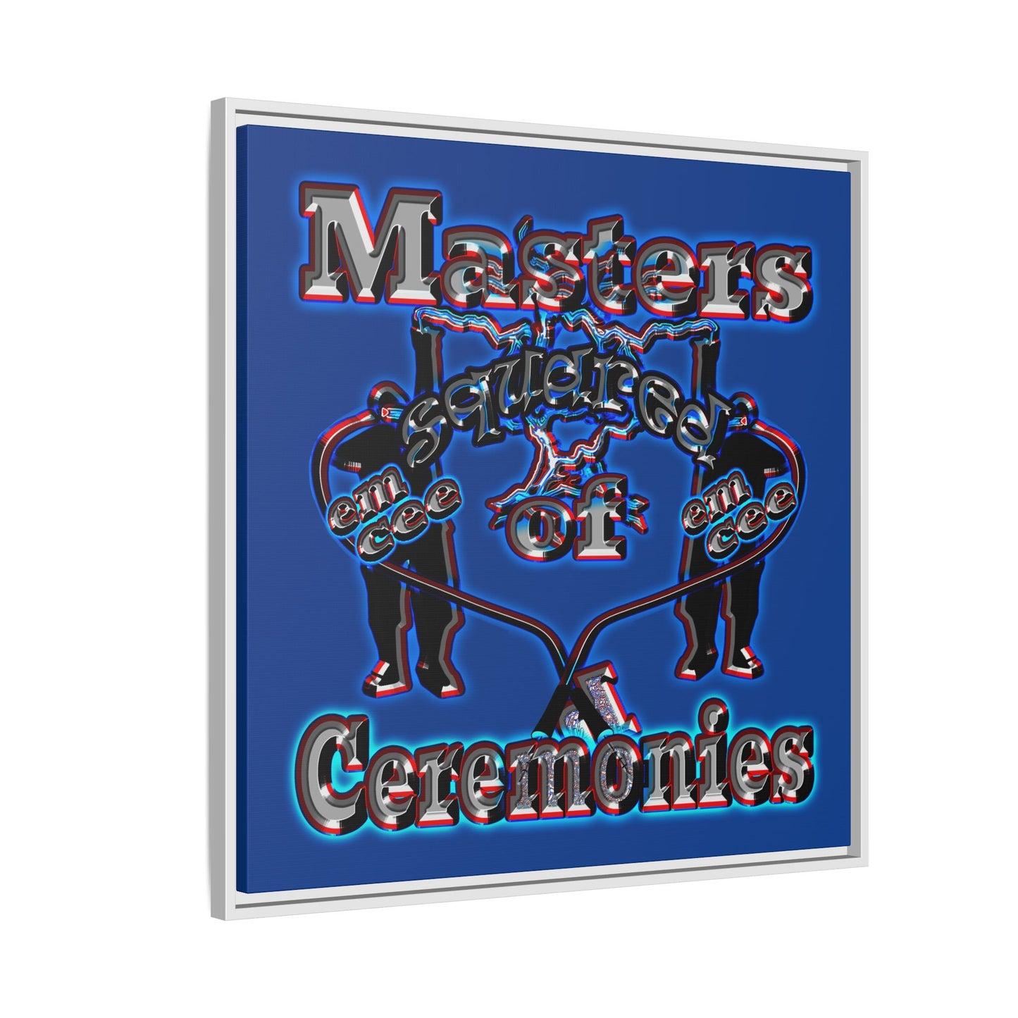 em cee squared - framed canvas art (dark blue)